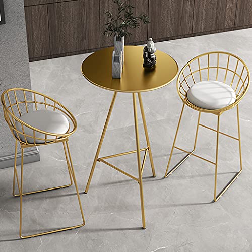 Golden Round Iron Art Coffee Table, Stylish/Minimalist Style, For Home, Cafe, Office, 23.6"/60Cm Top, 41.3"/105Cm Height #TOP2