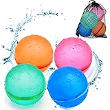 Wiederverwendbare Wasserballons, latexfreier Silikon-Wasserspritzball mit Netzbeutel, selbstdichtende Wasserbombe für Kinder und Erwachsene, Outdoor-Aktivitäten, Wasserspiele, Spielzeug, 4 Stück