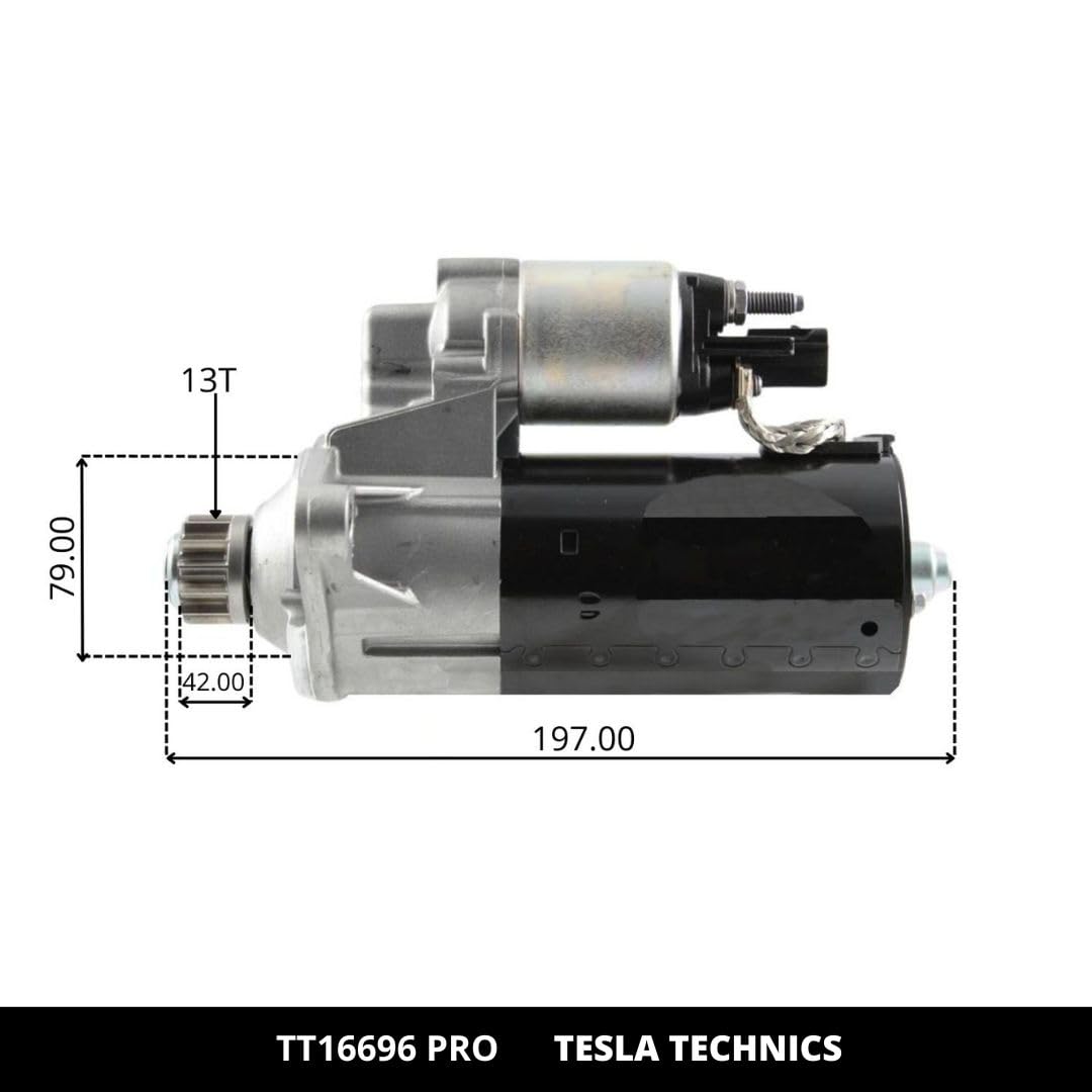 Démarreur TESLA TECHNICS TT16696 PRO 12V 2.0kW - Compatible Audi Opel Seat Skoda VW