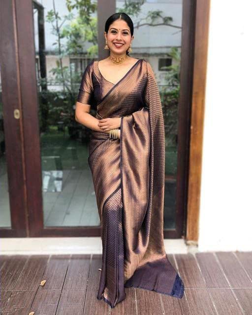 Image of ZECVA Women's Art Lichi Indian Traditional Style Silk Saree With Unstitched Blouse Piece