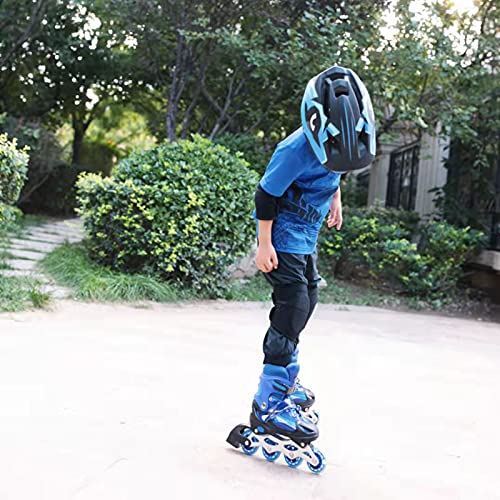 Adjustable Inline Skates For Boys Girls，Roller Single Flash Blades Skates For Kids Women Men Size Beginners Outdoor And Indoor(Blue, M) #TOP4