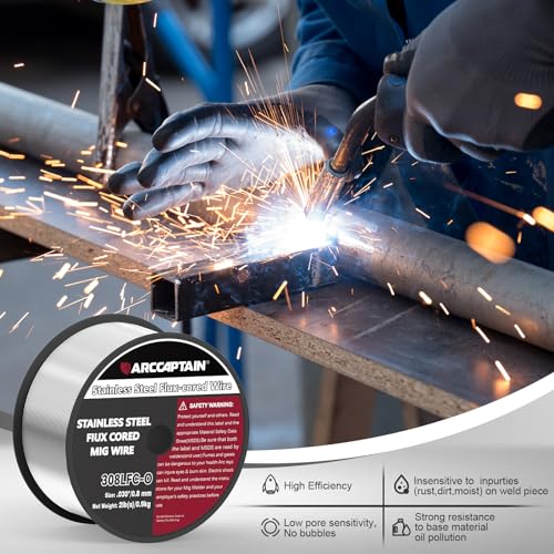 Arccaptain ST-FCW-0.8-2LB Stainless Steel Flux Cored Wire E308Lfc-O .030-Diameter Mig Welding Wire Stainless Steel Wire thumb #4
