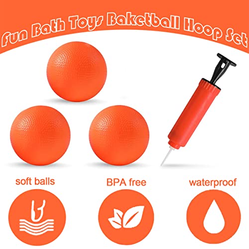 ENTHUR Bath Toy Fun Basketball Hoop & Balls Set for Boys and Girls Kid & Toddler Bath Toys Gift Set 3 Balls Included - Image 3