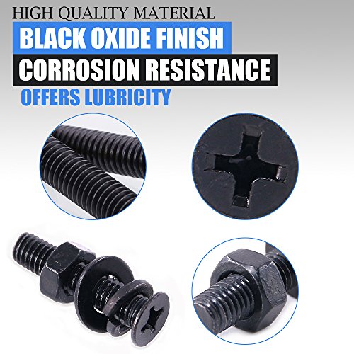 Glarks 665Pcs Alloy Steel Flat Head Machine Screws Bolts Nuts and Flat Gasket Spring Washers Assortment Set, Fully Threaded - Image 3
