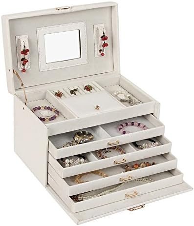 ROULING Large Jewellery Box with 4 leg sections and Lock in White