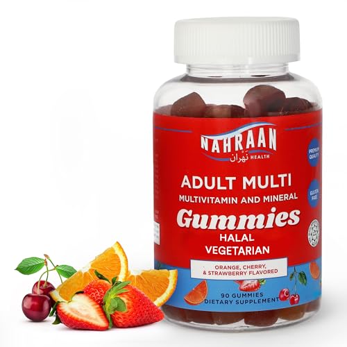 Image of NAHRAAN HEALTH Halal Vitamins for Adults - Halal Multivitamins for Women & Men - Vitamin A, C, D, E, B6, B12 - Vegetarian, Halal Gummies - 90 Count