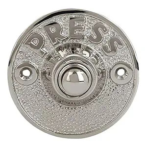 Wired Iron Circular Doorbell Chime Push Button in Polished nickel Finish Vintage Decorative Door Bell with Easy Installation A29 Brass Bell Push Button, 2 5/8