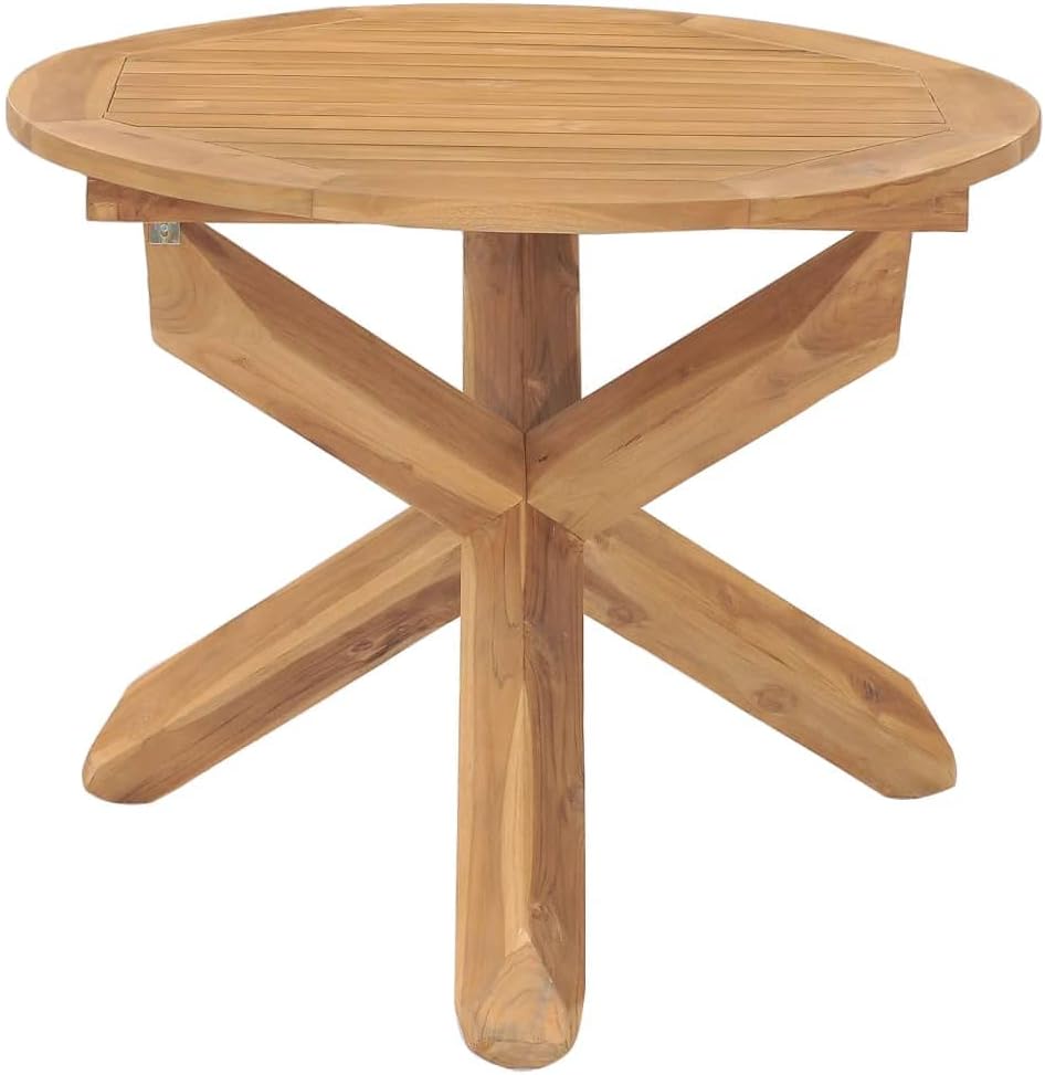 Patio Dining Table,Patio Bistro Table,Apartment Gardening Balcony,Deck Table,Backyard Table,for Patio, Backyard,Pool, Ø35.4"x29.5" Solid Teak Wood