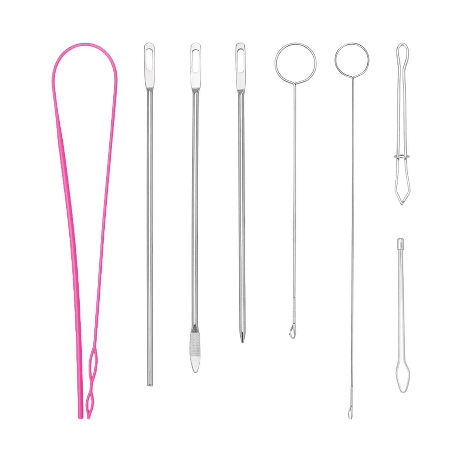 Yhplxyuus 8Pcs Drawstring Threader Tool Set Flexible Drawstring Threader Turner Hook Tweezers Sewing Threading Tool Rope Clip