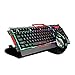 KINGEAR Metal Base USB Backlit Wired Mechanical Gaming Keyboard and Mouse Set-black