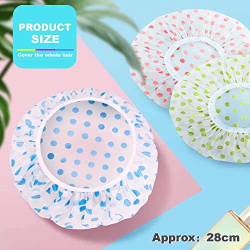 Image of Waterproof Shower Caps, Plastic Shower Cap, Elastic Bath Cap, Reusable Shower Caps, Large Hair Cap for Women, Girls, Spa, Salon Multipurpose Reusable Caps for All Size, Pack of 2