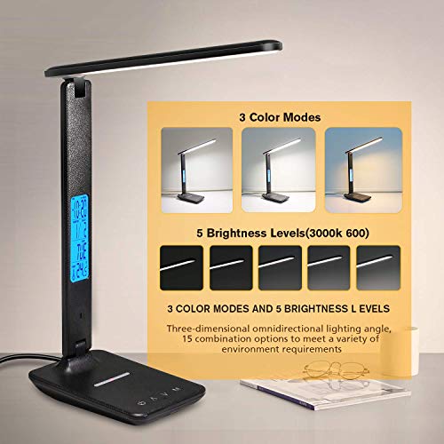 LAOPAO Desk Lamp, LED Desk Lamp with Wireless Charger, USB Charging