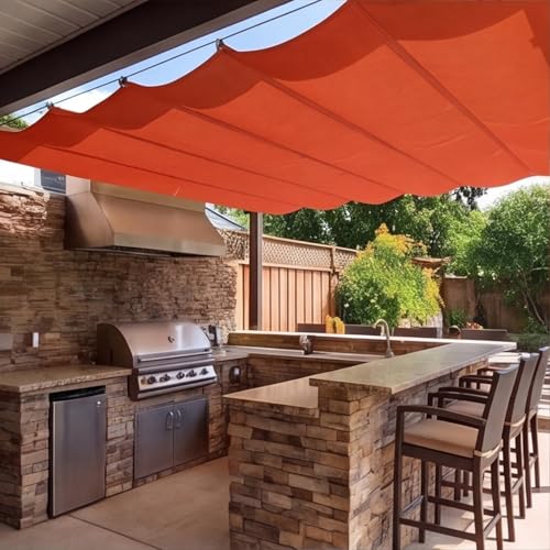 Toile-Ombrage Rétractable Vague 2x2,65m orange imperméable pour pergola et balcon - 2