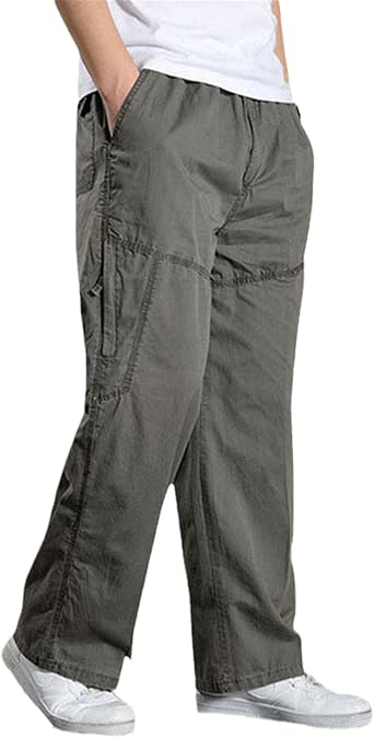 Casual Pants Men Cargo Pants Cotton Loose Trousers Mens Pants Overalls Multi Pocket Straight