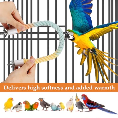 Image of Garneck 3 Pcs Gradient Rope Perches Stand for Bird Cages Parrot Swing Climbing Rope Parakeet Cage Accessories Bungee Items for Cockatiels (2 Short+1 Long)