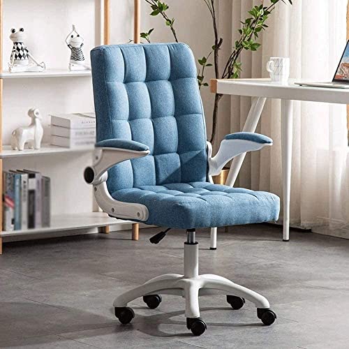 Chaise de bureau d'ordinateur en tissu bleu avec accoudoir réglable - 3