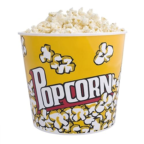 HOMEPRO Retro Style Plastic Popcorn Cup For Movie Night Popcorn Bucket Movie Popcorn Containers Perfect for Carnival Circus Party (Yellow - 5L)