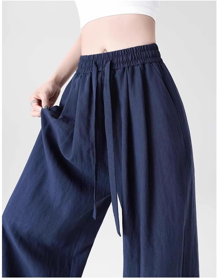 Women's Pants Summer Casual Thin Loose Wide-Leg Trouser for Women-Yellow-X-Small