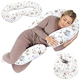 Zwangerschapskussen om te slapen C-vormig borstvoedingskussen xxl 140 x 70 cm - zijslaperkussen comfortkussen kussen voor zwangere vrouwen babymotief dieren
