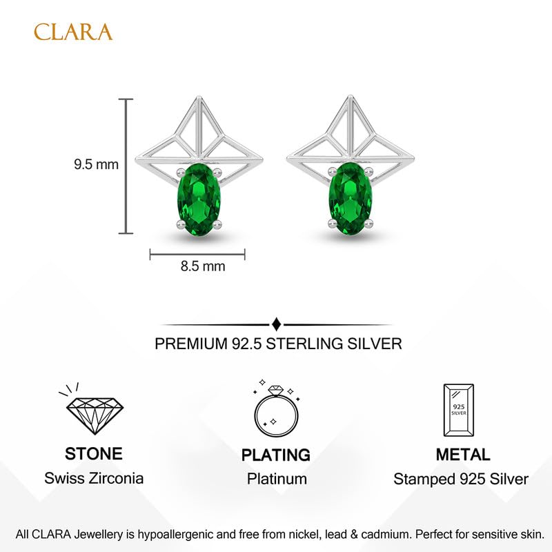 Image of CLARA 925 Sterling Silver Stud Earrings | Platinum Plated | Daily Wear |Gift for Women and Girls
