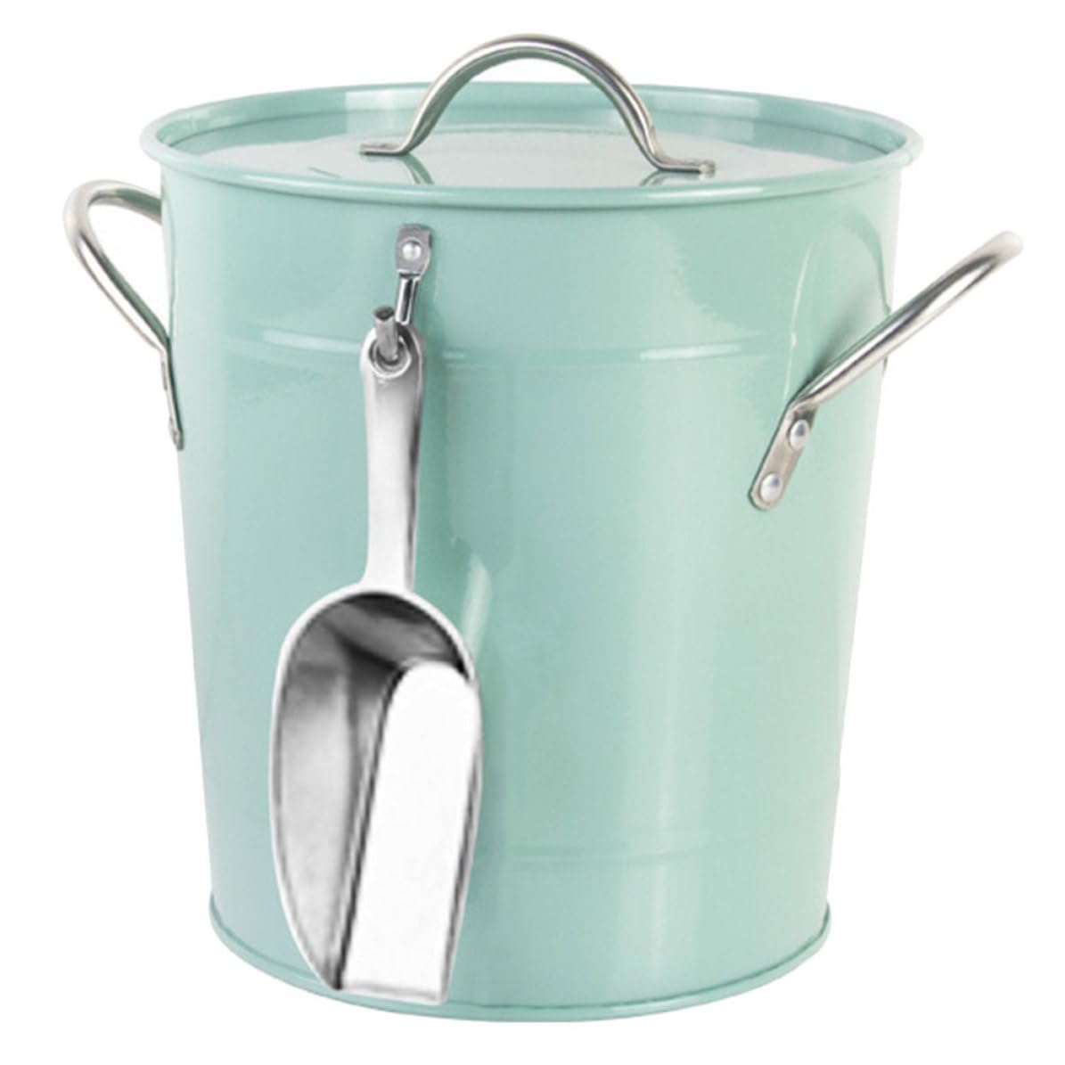 VICASKY Cubo de Hielo Portátil de Hierro Asa Hogar y Fiestas, Balde de Hielo Verde Resistente y Funcional para Ktv y Eventos