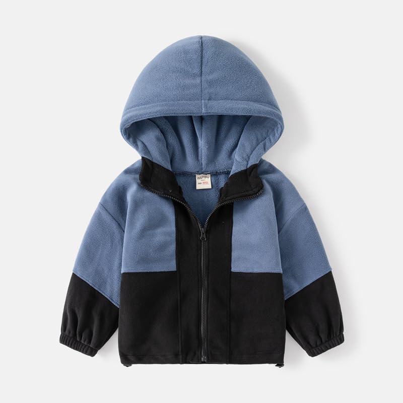 Toddler Kids Boys Girls Casual Padded Plus Velvet Thick Fleece Zipper Hoodie Jacket Fashion Block Color Pockets Coat2