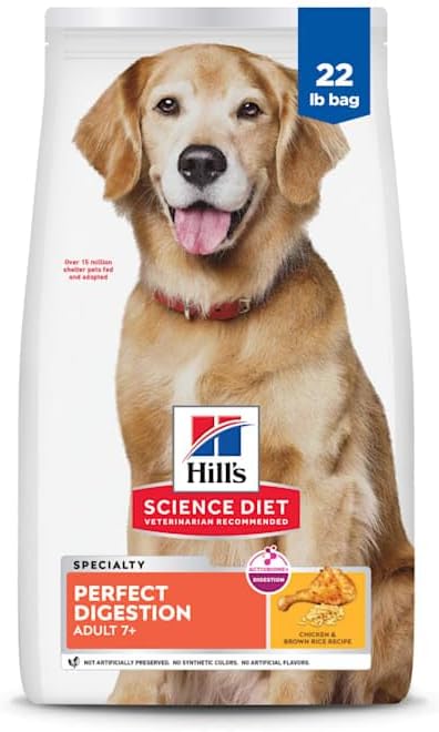 Hill's Science Diet Perfect Digestion Senior Adult 7+ Dry Dog Food, Chicken, Brown Rice, & Whole Oats, 22 lb. Bag - Image 5