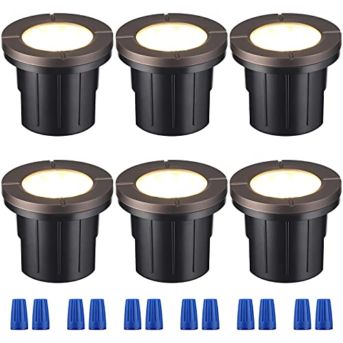 LEONLITE 6W Well Light LED Low Voltage 12V, Flat Top In-Ground Lighting, 3000K Warm White UL Listed Cable, IP67 Waterproof, Yard, Garden, Oil Rubbed Bronze, 50000hrs Lifespan, Pack of 6 LEONLITE 6W Well Light LED Low Voltage 12V, Flat Top In-Ground Lighting, 3000K Warm White UL Listed Cable, IP67 Waterproof, Yard, Garden, Oil Rubbed Bronze, 50000hrs Lifespan, Pack of 6