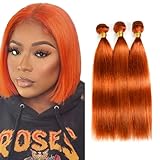 Ginger Bundles Human Hair Color 350 Straight Bundles Orange Human Hair Bundles 12 12 12 Inch Same Length 3 Bundles Double Weft Ginger Hair Weave