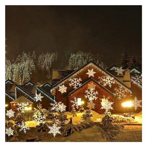 Luci del fiocco di neve di Natale Energia solare LED IP65 Fiocco di neve di Luce da discoteca Nevicata in movimento allaperto Lampada per proiettore a led per la festa di Capodanno Color: W