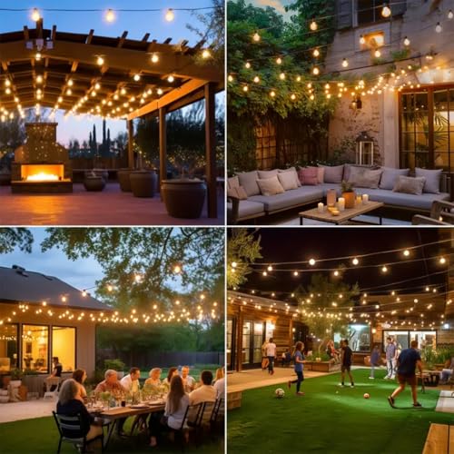 Image of fizzytech Outdoor G40 LED Globe String Lights, 25 Feet 25 Bulb Light for Backyard, Terrace, Cafe, Garden, Balcony, Party Decor and Diwali Home Decoration