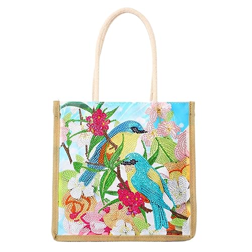 Uposao 5D Diamond Drawing Handbag Shopping Bag Foldable Grocery Tote DIY Craft Reusable Shopping Bag Eco-Friendly Gift Bag Art Handmade Storage Bags