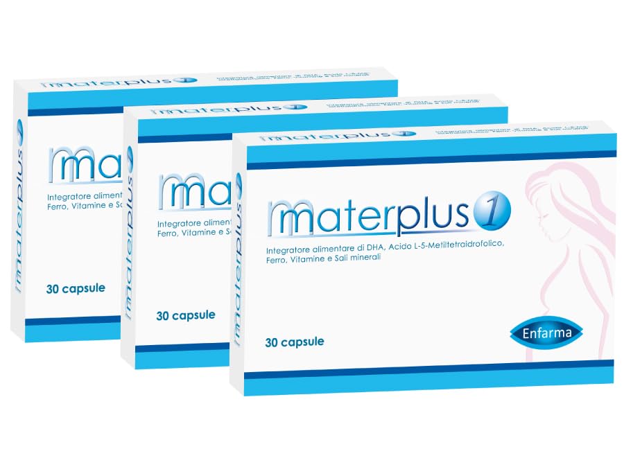 Materplus 1 Integratore Alimentare di DHA, Acido folico, Ferro, Vitamine e Sali minerali 30 Capsule (90)
