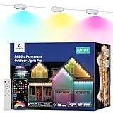 APPECK Permanent Outdoor Lights Pro 200ft, 144W RGBCW Eaves Lights with 144 LED Lights, 80lm, Cuttable, 111 Scene Modes, IP67 Waterproof Lighting for Halloween Decoration, Work with Alexa, White