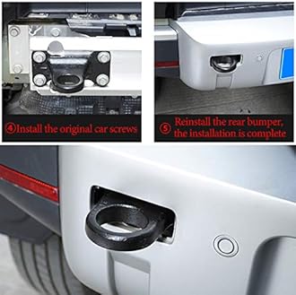 Aluminum Alloy Rear Bumper Heavy Duty Trailer Hitch Tow Hook Fit for Land Rover Defender 2020 2021 (Red)