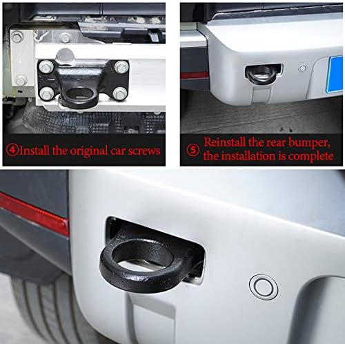 Aluminum Alloy Rear Bumper Heavy Duty Trailer Hitch Tow Hook Fit for Land Rover Defender 2020 2021 (Red)
