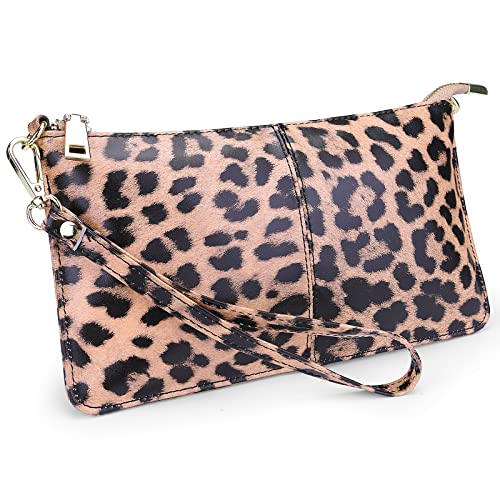 YALUXE Genuine Leather Wristlet Handbags Purses Cell Phone Pocket Clutch Wallet Crossbody Bags for Women