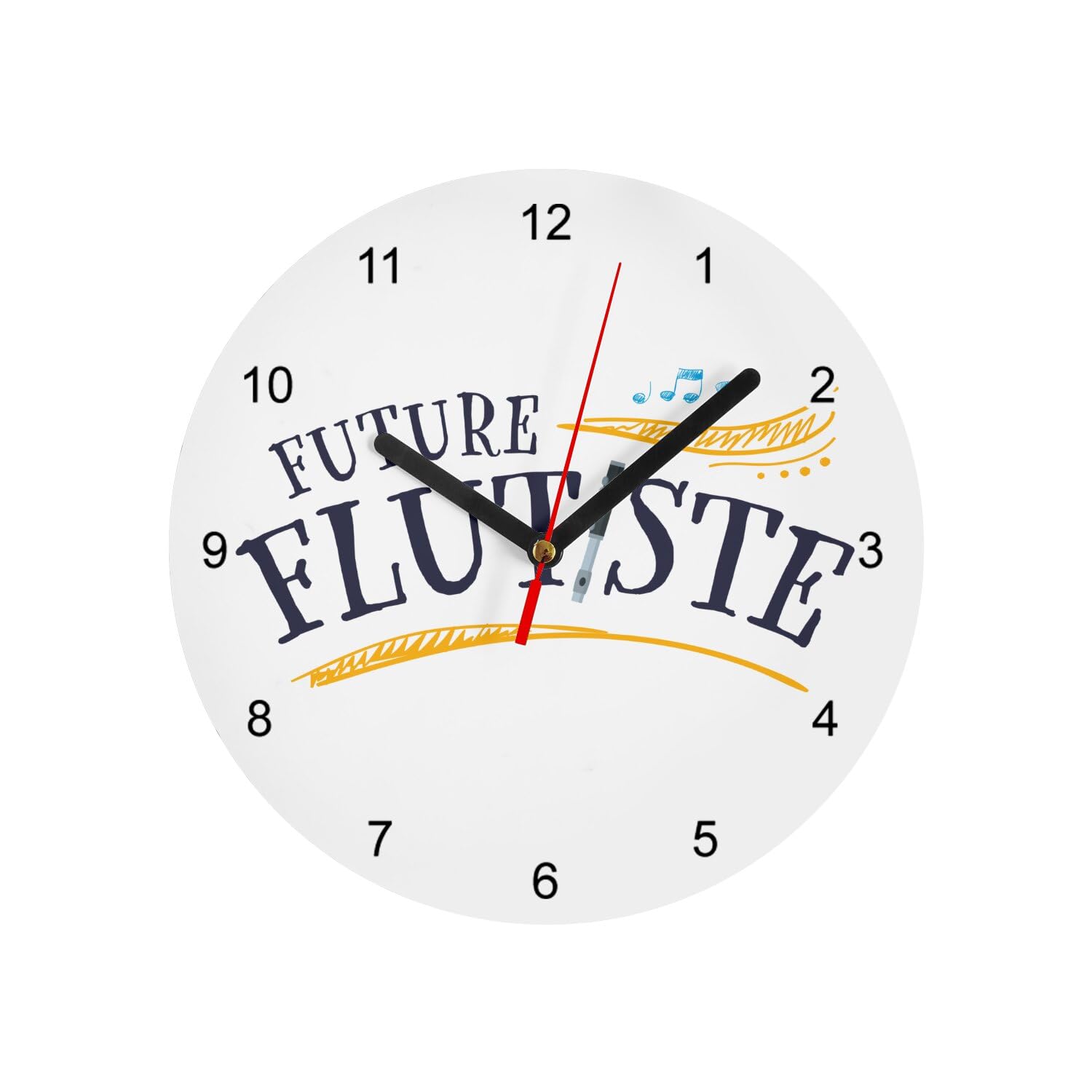 Horloge murale en verre future flûtiste blanche 20 cm décorative