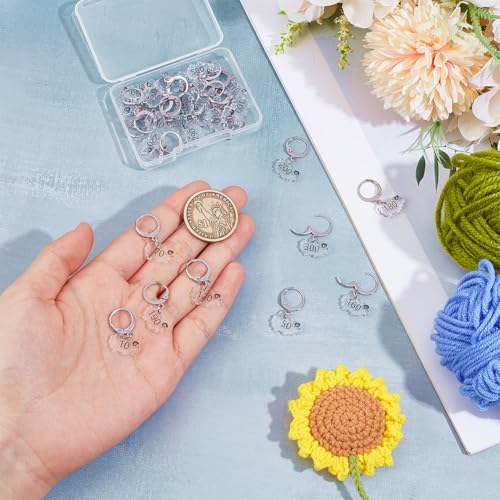 Image of BENECREAT 30Pcs Sheep Stitch Markers, Clear Acrylic Crochet Stitch Marker Charms with 304 Stainless Steel Clasps Locking Stitch Marker for Knitting Weaving Sewing Accessories Quilting
