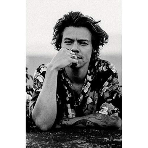 DNJKSA Cuadro de Pared de Lienzo de Harry Styles en Blanco y Negro para decoración de Habitaciones...