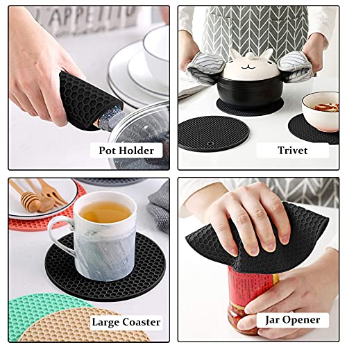 Image of Countertop Protector Heat Resistant Trivets for Hot Pots and Pans - Non-Slip Insulated Heat Pads for Kitchen Counter Black Pack of 2