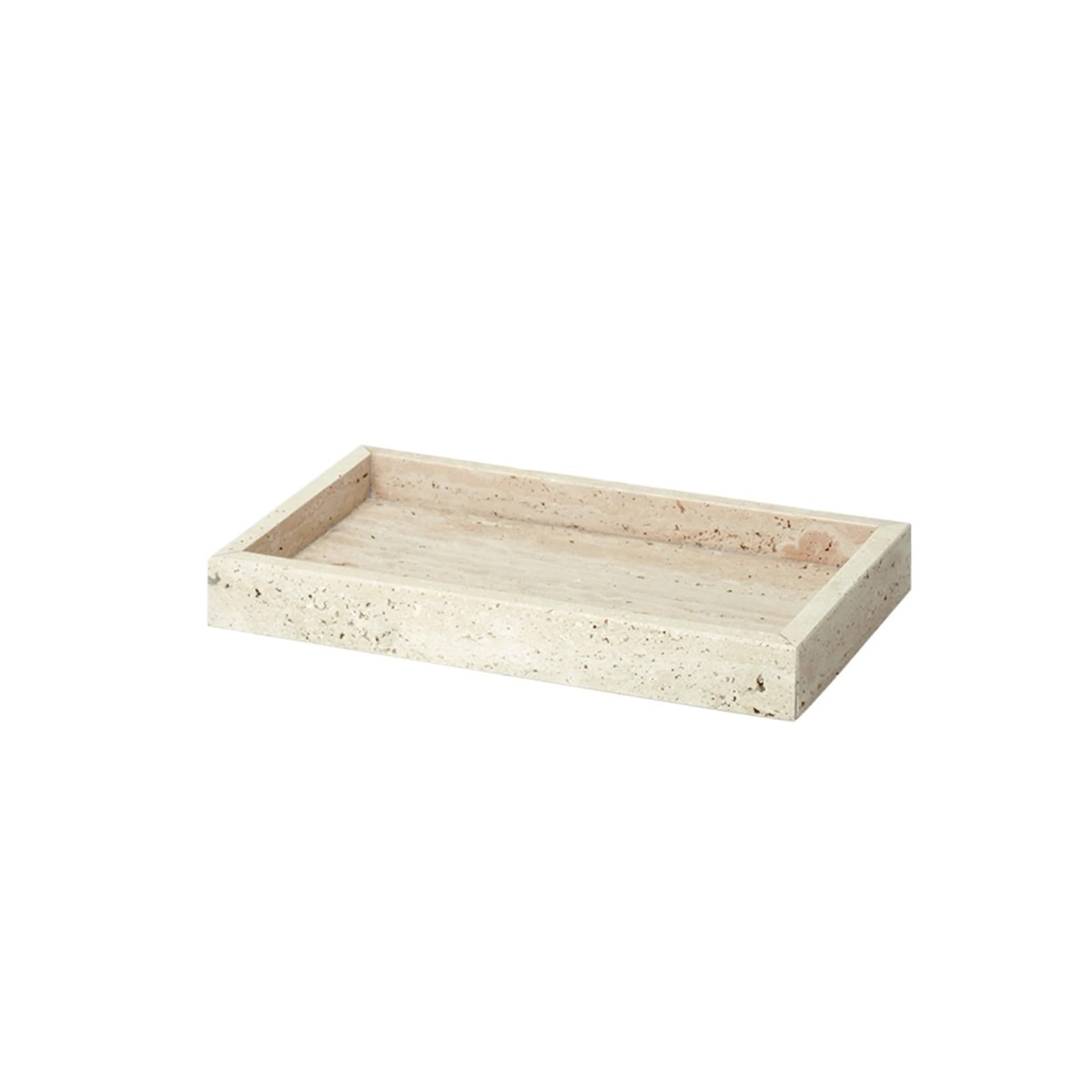 Bathroom Stone Tray Travertine Tray for Bathroom Vanity Dresser Kitchen Sink Marble Countertop Organizer for Soap Dispenser Scented Candle Perfume(25x12x3cm)