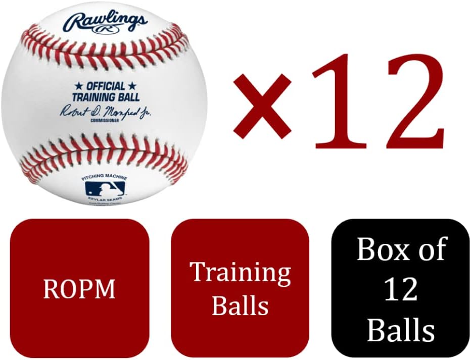 Rawlings | FLAT SEAM Pitching Machine Training Baseballs | ROPM | Leather Cover | Durable Kevlar Seam | 12 Count