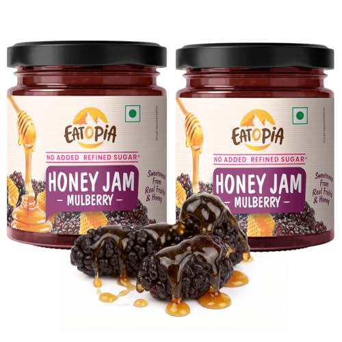 Eatopia Sugar Free Mulberry Honey Jam | 100% Pure & Natural | Healthy Jam for Kids & Adults | No Added Flavours & Preservatives | 70% Real Mulberries & 29% Pure Honey | Sweetness from Real Fruits & Honey | 240g Each | Pack of 2 | 480g