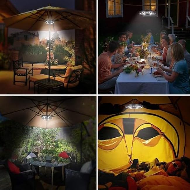 Patio Umbrella Light 28 LED Lights 4 x AA Battery Operated Bright White