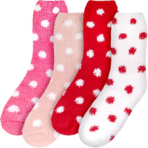 Image of BambooMN Women's Super Soft Fuzzy Socks, Polka Dot, Gradient, Snowflake, Featherlight Cuff - Assorted Colors