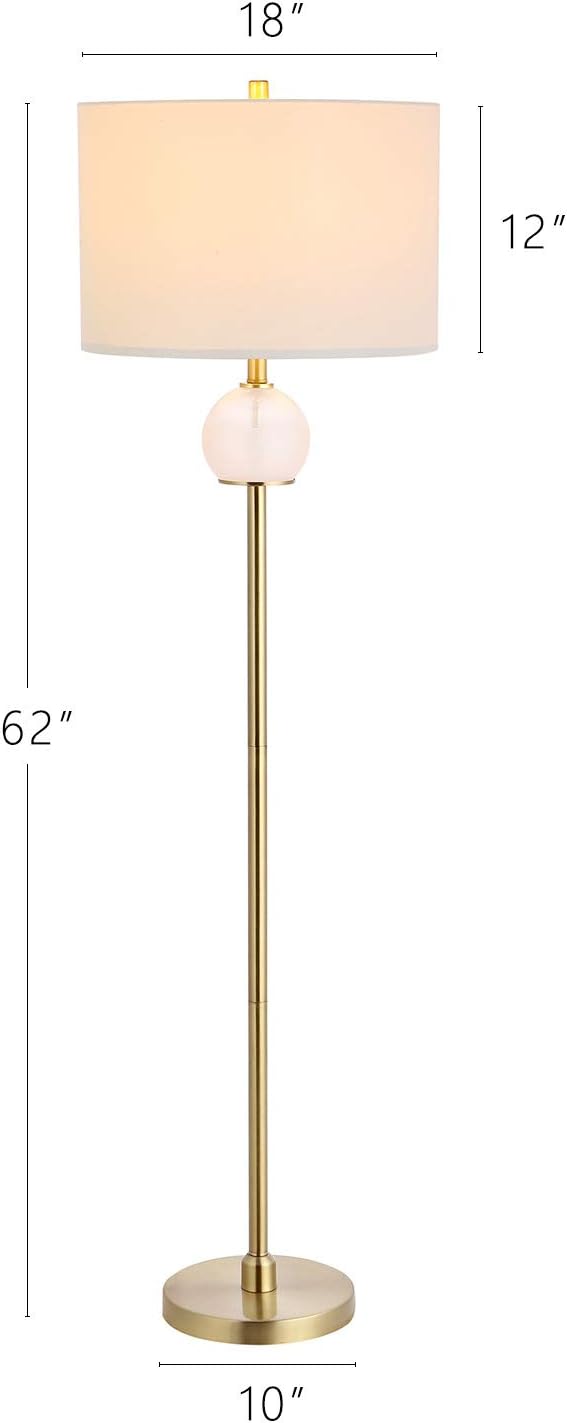 Flash Sale Buy 1 get 1 WINGBO 62 Elegant Floor Lamp, Gold Standing Light with 5.5” White Etched Glass Ball Ivory Shade Gold Pole, for Living Room Dining Room Bedroom