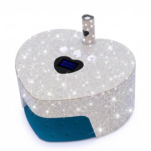 Lámpara de uñas LED UV de 86 W, secador de gel inalámbrico recargable en forma de corazón, pantalla digital inteligente, 3 temporizadores, base magnética, curado rápido para manicura en casa y salón