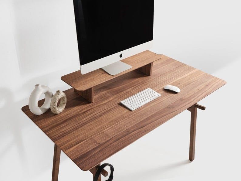 Image of 66cm Wooden Monitor Dual Stand with Storage Organizer for Desk, Tables, Office, Study Table | Monitor Stand Riser 66x20x12cm (66cm, Brown)