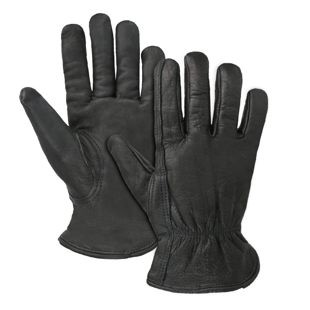 Guantes de Invierno Guantes de Trabajo Negros Cuero de Vaca de Grano Jardinería Guante de Trabajo de Seguridad para Motocicletas Hombres y Mujeres